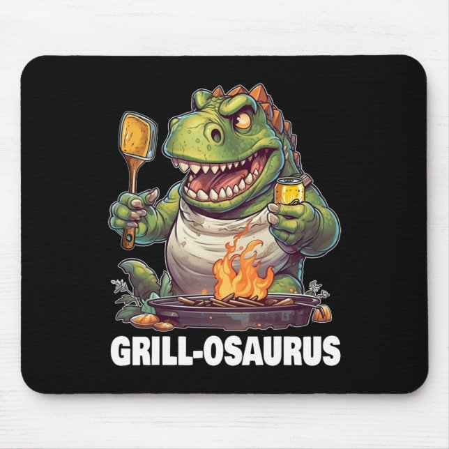Mousepad Rex Churrasco Dinossauro Engraçado Dia dos Pais Gr (Frente)