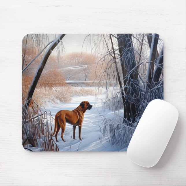 Mousepad Rhodesian Ridgeback Deixe Nevar Natal (Com mouse)