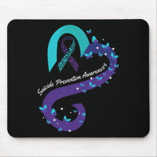 Mousepad Ribbon Heart Butterfly Suicídio Sensibilização Men