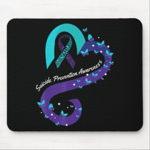 Mousepad Ribbon Heart Butterfly Suicídio Sensibilização Men