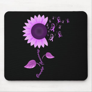 Mousepad Ribbon Purple Girassol Borboleta Sobredosagem Cons