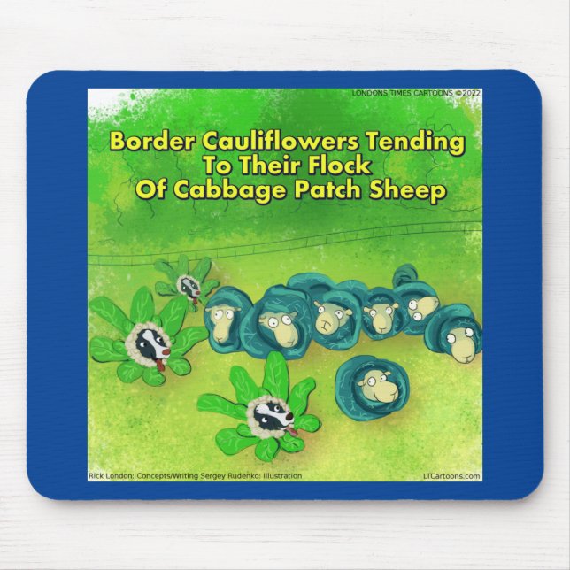 Mousepad Rick London Funny Border Collie Flower Comic (Frente)