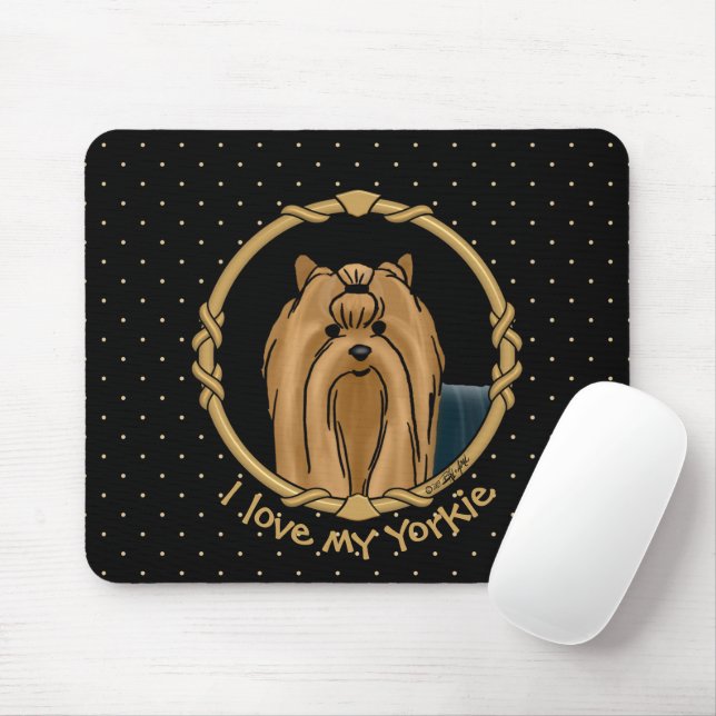 Mousepad Rico Frame Yorkshire Terrier Yorkie Portrait Cute (Com mouse)