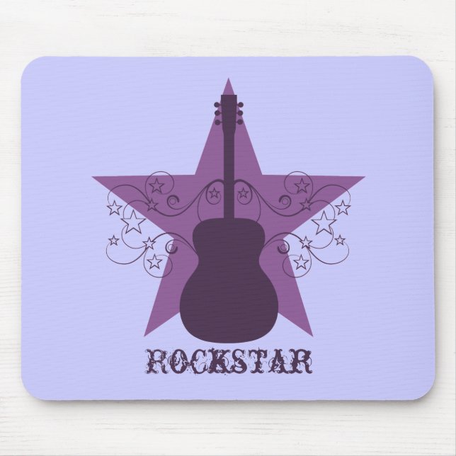 Mousepad Rico Guitar Star Swirls Mousepad, Roxo (Frente)