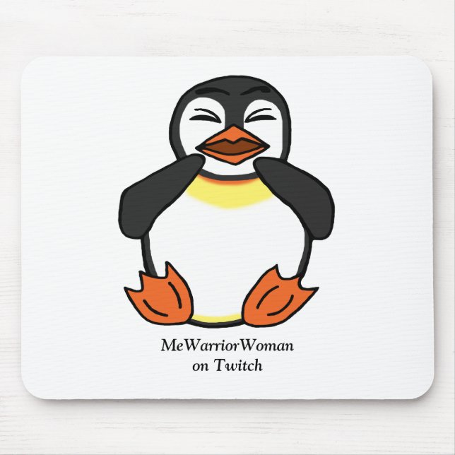 Mousepad Rindo de Pinguim, MmeGuerreiraMulher no Twitch (Frente)