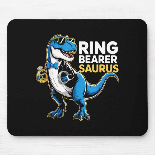 Mousepad Ring Bearer T-rex Dino Funny Wedding Party Ring Di (Frente)