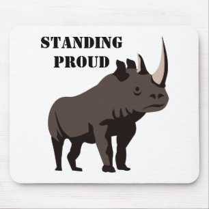 Mousepad Rino Negro em escala de Cinza