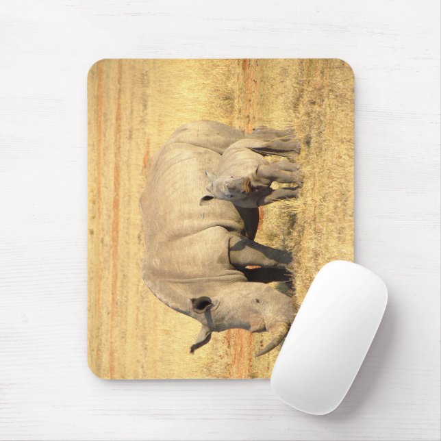 Mousepad Rinoceronte-branco na áfrica (Com mouse)