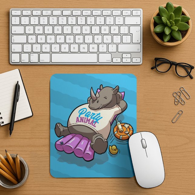 Mousepad Rinoceronte Divertido Animal de Festa Piscina Infl (Criador carregado)