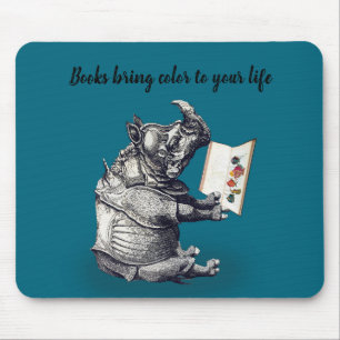Mousepad Rinoceronte leitor ama livros