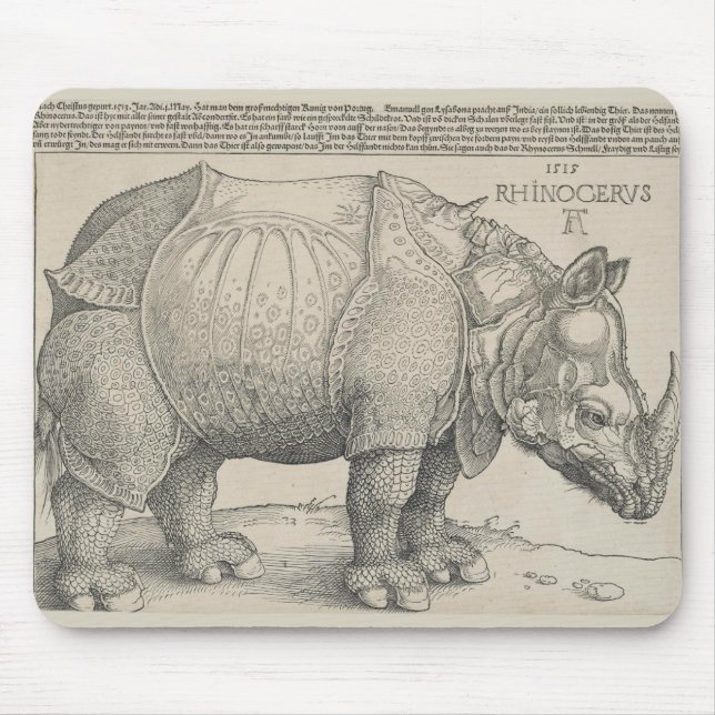 Mousepad Rinocerontes, Woodcut por Albrecht Durer (Frente)