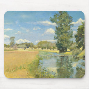 Mousepad Rio através de uma paisagem de colheita, Verão
