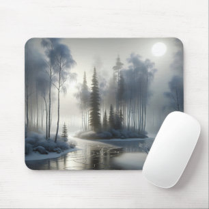 Mousepad Rio Congelado Com Árvores Foscos