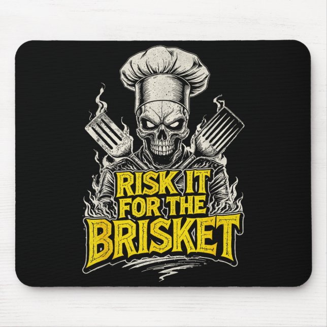 Mousepad Risk It For The Brisket Funny Bbq Lovers Grill Smo (Frente)