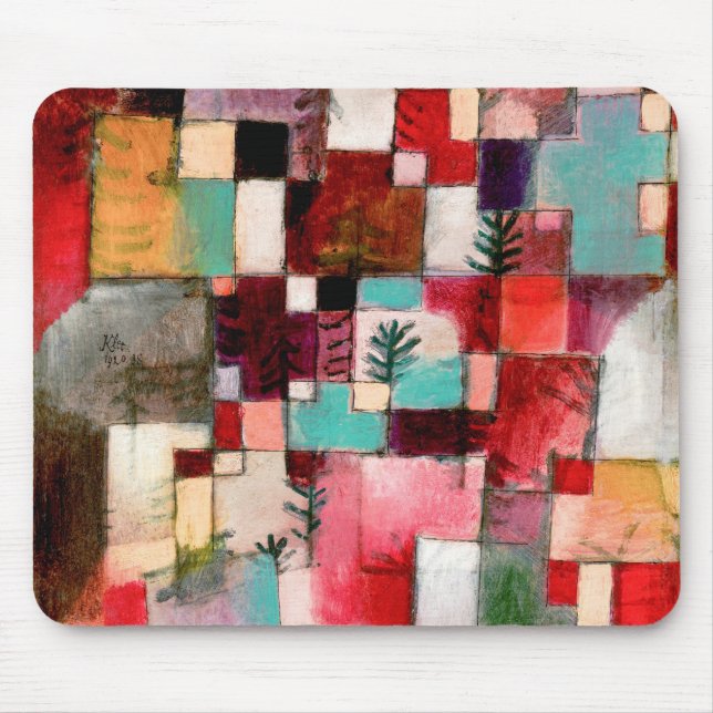 Mousepad Ritmos verde-vermelho e amarelo-violeta Paul Klee (Frente)