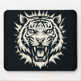 Mousepad Roaring Tiger Head Illustration
