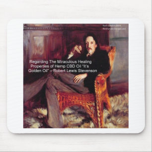 Mousepad Robert Louis Stevenson & Citação CBD é Óleo Dourad