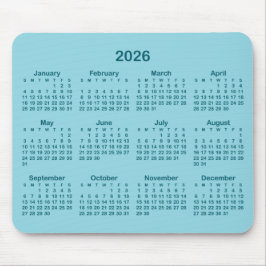 Mousepad Robin Egg Blue and Dark Teal 2026 Calendar