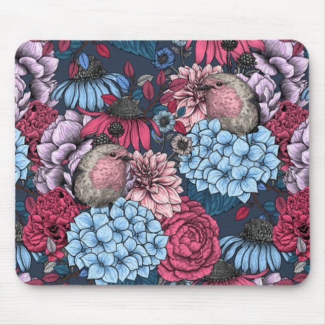 Mousepad Robins no jardim 3 (Frente)