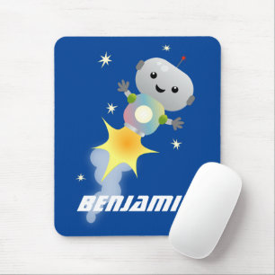 Mousepad Robô bonito voando na ilustração de desenhos an