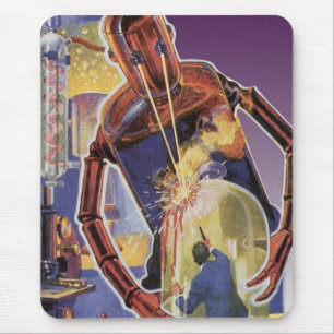 Mousepad Robô da ficção científica do vintage com olhos