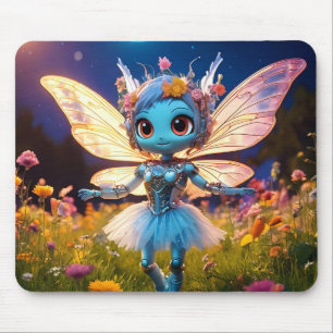 Mousepad Robô Pixie Bailarina Dançando nos Flores Silvestre