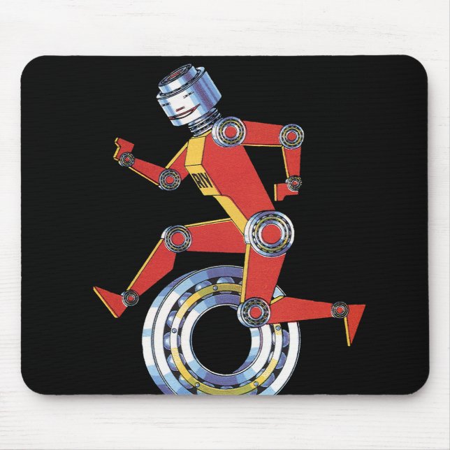 Mousepad Robô Vintage Science Fiction Running with Wheel (Frente)