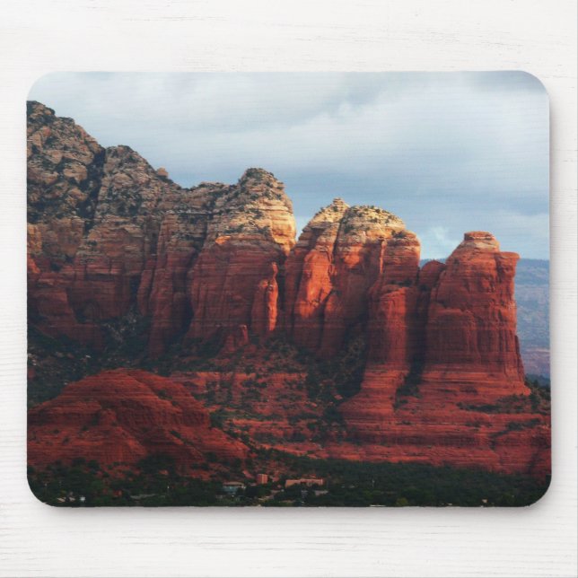 Mousepad Rocha Pote de café nublado em Sedona Arizona (Frente)