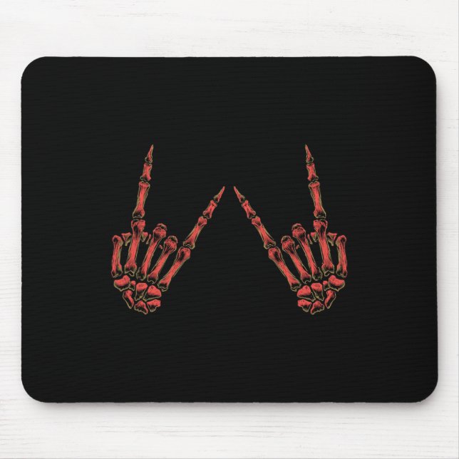 Mousepad Rocha Sobre Mãos De Esqueleto De Rocha E Roll - Pa (Frente)