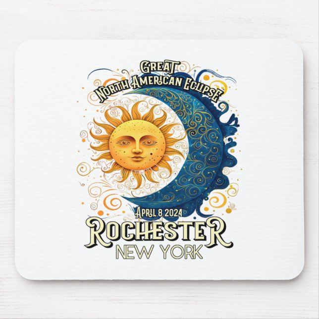 Mousepad Rochester New York 2024 Total Solar Eclipse abril (Frente)