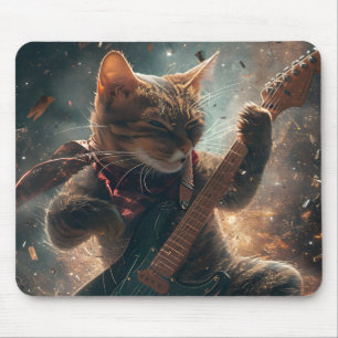Mousepad Rock Cat tocando violão