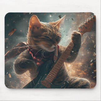 Mousepad Rock Cat tocando violão