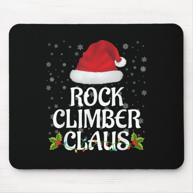 Mousepad Rock Climber Claus Christmas Lights Pajama Family  (Frente)