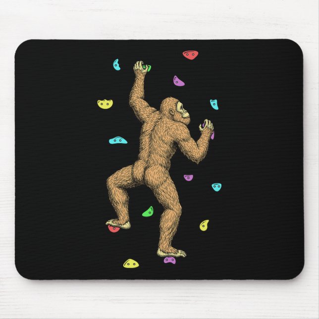 Mousepad Rock Climber Indoor Wall Climbing Bigfoot Funny Cl (Frente)