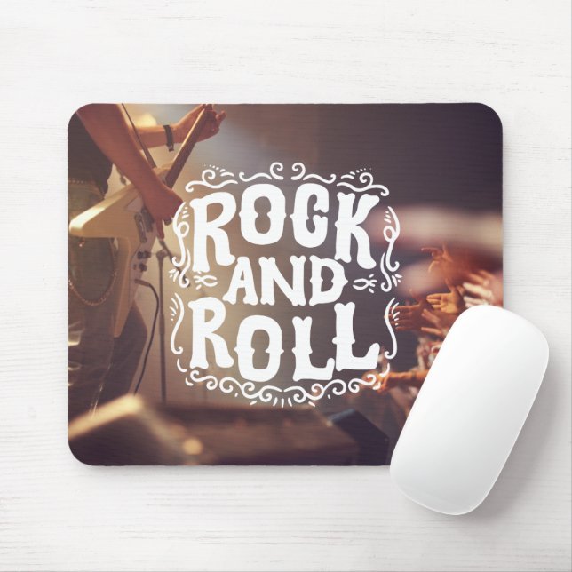 Mousepad Rock e Roll Modernos Castanho e Branco (Com mouse)