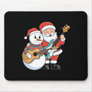 Mousepad Rock Guitar Snowman E Papai Noel Tocando Violão