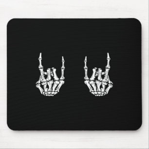 Mousepad Rock On Rock Star Skeleton Mãos Rocker Funny Hall
