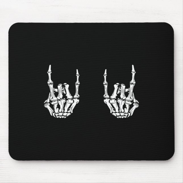 Mousepad Rock On Rock Star Skeleton Mãos Rocker Funny Hall (Frente)