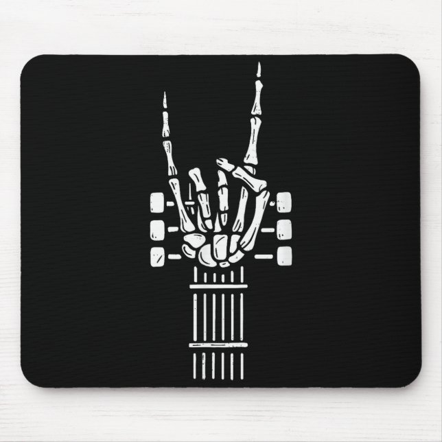 Mousepad Rock On Skeleton Hand Guitar Guitarist Funny Music (Frente)