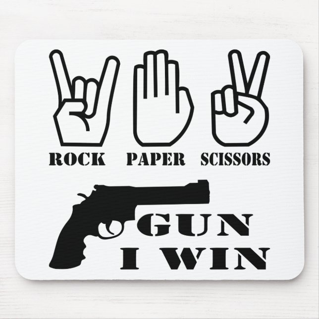 Mousepad Rock Paper Scissors Gun I Win (Frente)