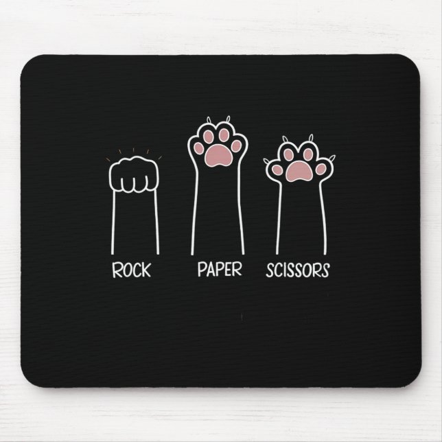 Mousepad Rock Paper Scissors Paw Game Cat Love Pet Entusias (Frente)