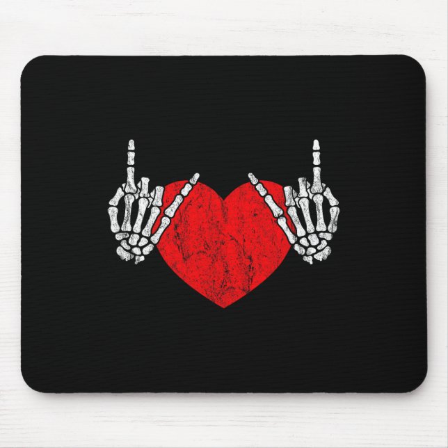 Mousepad Rock Skeleton Coração Da Mão E Roll (Frente)