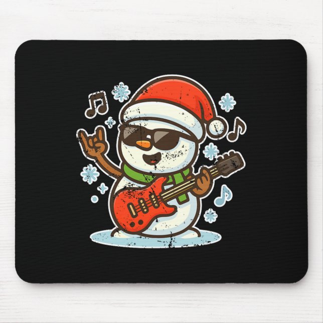 Mousepad Rock Snowman With Guitar Premium Tri-blend  (Frente)
