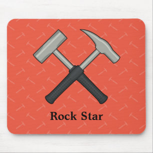 Mousepad Rock Star! Crossed Geology Hammers