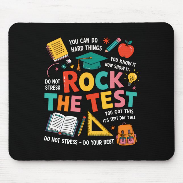 Mousepad Rock The Test Funny Testing Day Teacher Student Te (Frente)