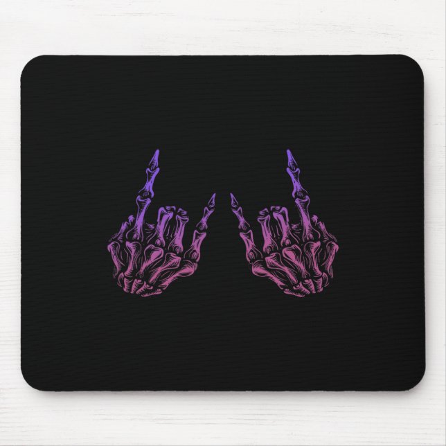 Mousepad Rocker Hand Sinal Skeleton Retro Halloween Men (Frente)