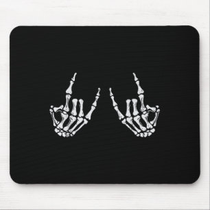 Mousepad Rocker Sinal de Mão Rock Esqueleto Fantasia de Hal