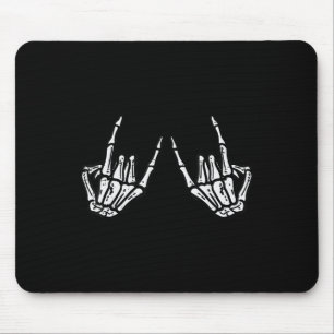 Mousepad Rocker Skeleton Hand Rock Sobre O Halloween Engraç