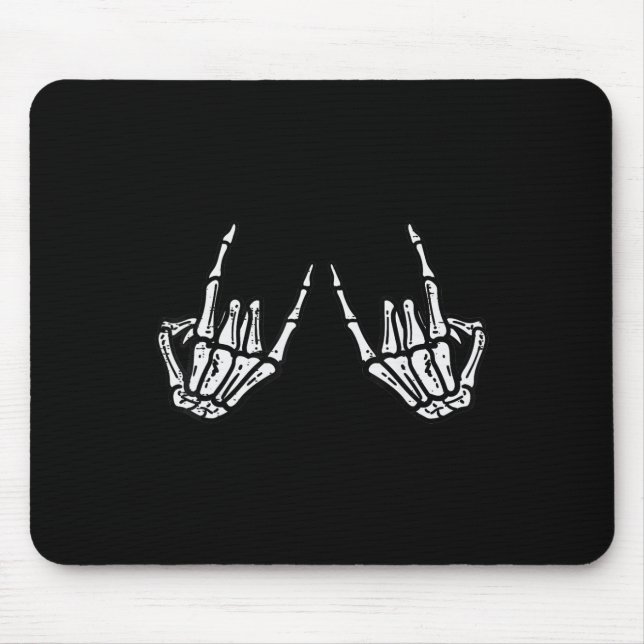 Mousepad Rocker Skeleton Hand Rock Sobre O Halloween Engraç (Frente)