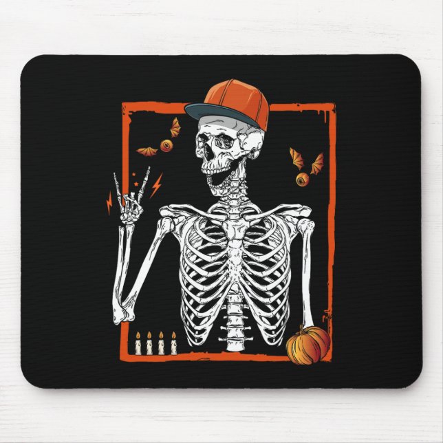 Mousepad Rocker Skeleton Rocha Sobre O Dia Das Bruxas (Frente)